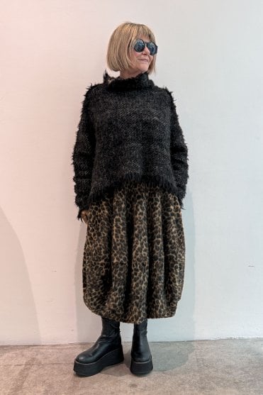 Black Jacquard Alpaca Pullover  