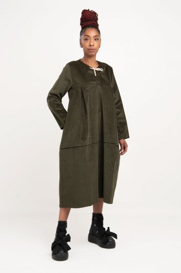 Olive Green Velvet Dress
