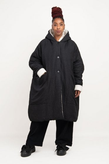 Oversized Herringbone Wool Coat 