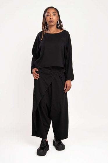 Black Cotton Jersey Top