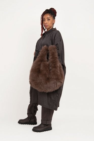 Brown Faux Fur Sac Bag 