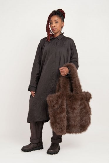 Brown Faux Fur Shopper Bag 