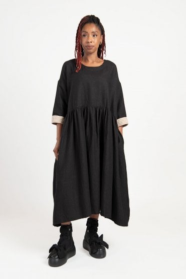 Brown Oversized Herringbone Wool Dress