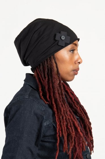 Black Jersey Beanie Hat