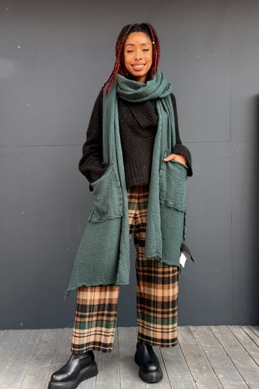 Forest Boiled Wool Knitted Pocket Scarf