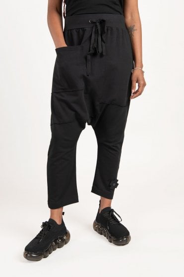Black Cotton Jersey Trouser