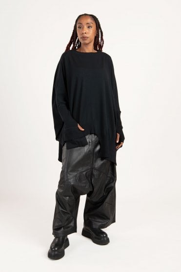 Black Asymmetric Pullover