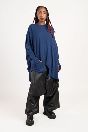 Marine Blue Asymmetric Pullover