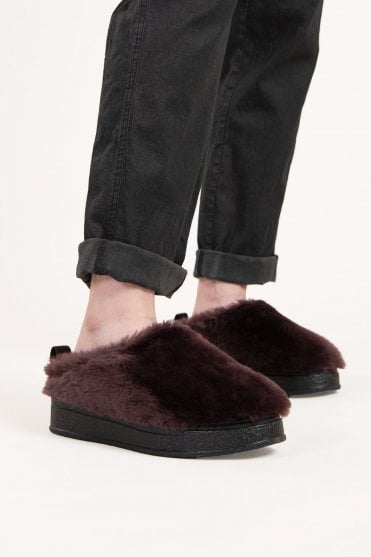 Prune Giuly Lambskin Mules