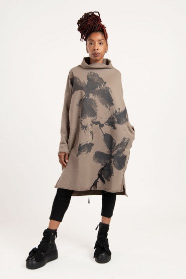 Taupe Print Tunic-Dress
