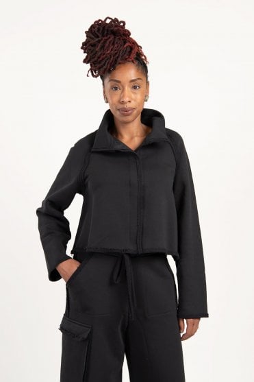 Black Cotton Fitted Jacket