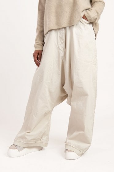 Ivory Stretch Cotton-Twill Trousers