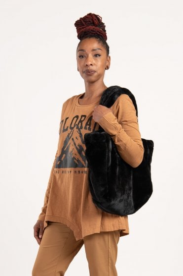 Black Faux-Fur Bag 