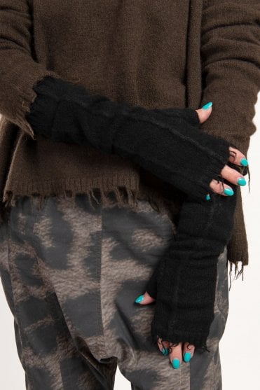 Black Merino-Yak Knitted Cuffs 