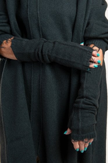 Petrol Merino-Yak Knitted Cuffs 