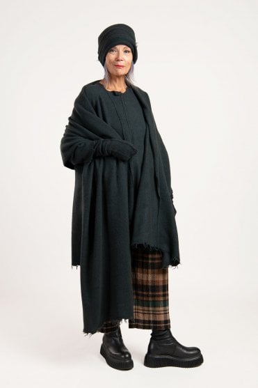 Petrol Merino-Yak Knitted Scarf