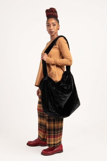 Black Faux-Fur Bag  