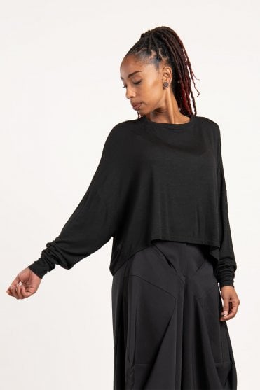 Black Oversized Jersey Top