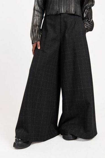 Black Check Palazzo Trousers