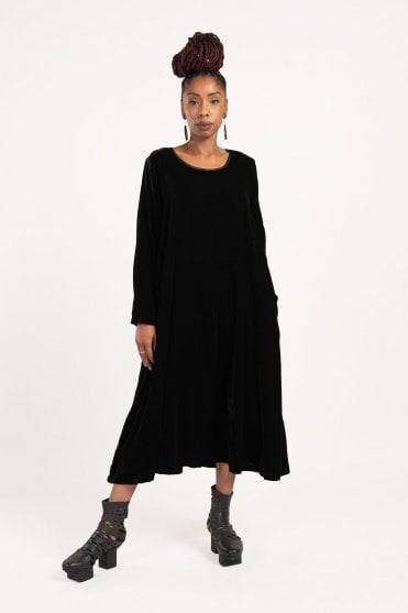 Black Velvet Fit And Flare Dress