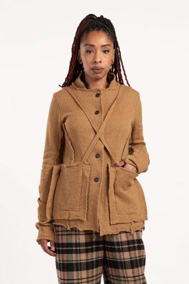 Bronze Boiled Wool Cardigan
