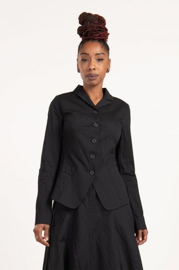 Black Cotton Poplin Fitted Jacket 