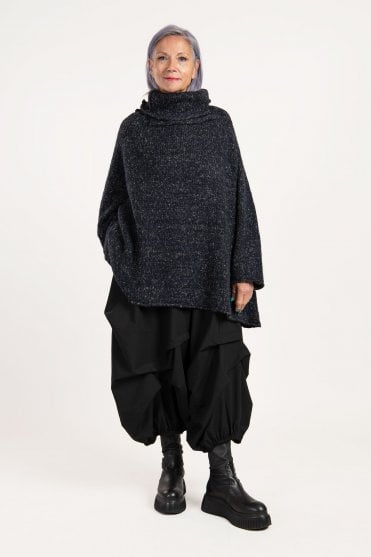 Black Melange Knitted Pullover