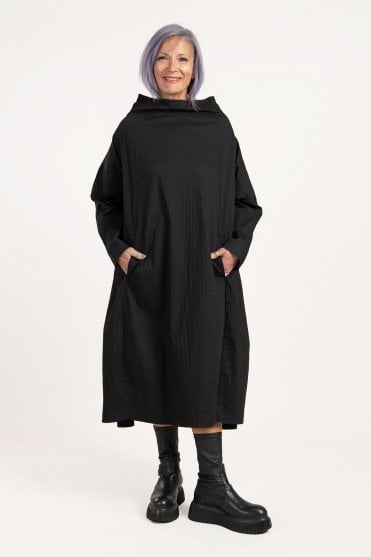 Black Poplin Oversized Dress
