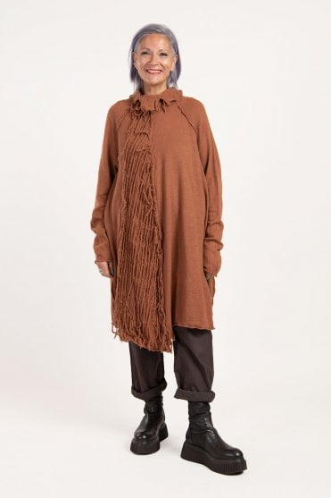 Terracotta Boiled Wool Knitted Tunic 