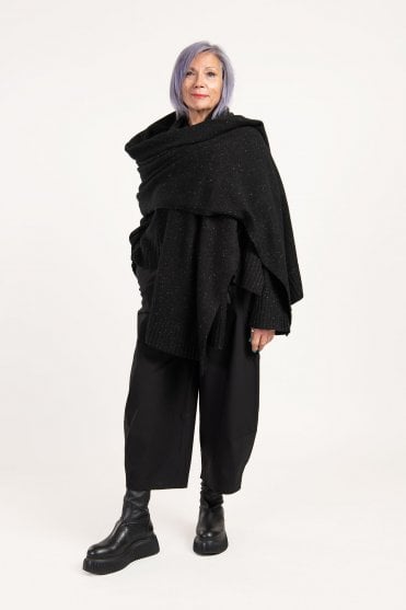Black Wool Knitted Scarf