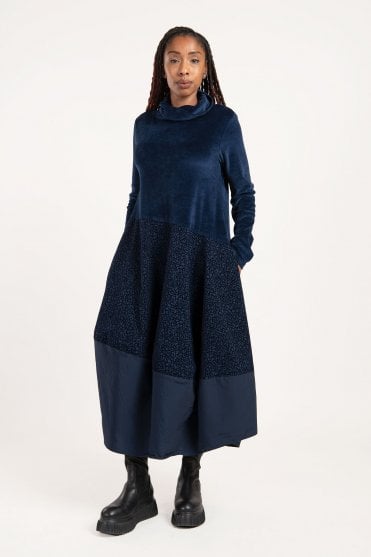 Navy Statement Velvet Dress 