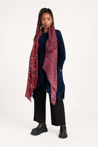 Navy Asymmetric Velvet Tunic 