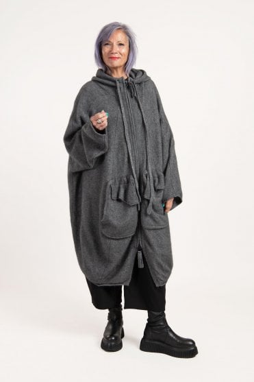 Brume Grey Raccoon Hooded Coat