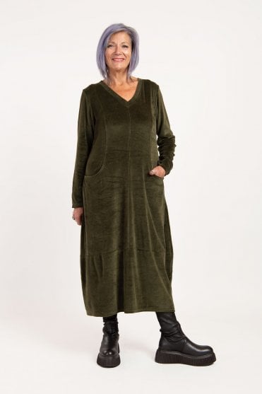 Khaki Velvet Dress