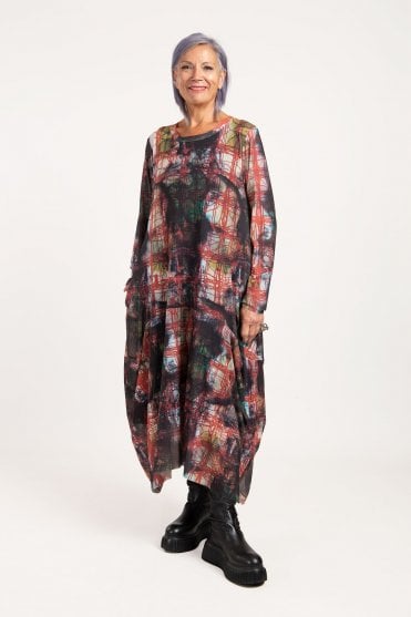 Abstract Scribble Layered Dress