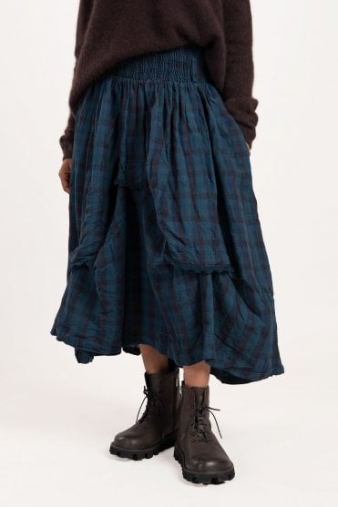 Ingbritt Blue Checked Skirt 