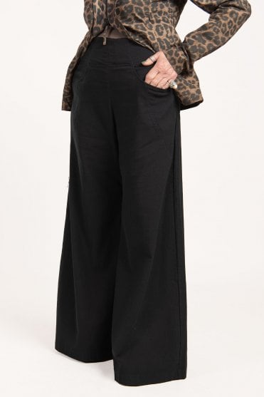 Black Stretch-Fit Long Trousers