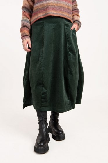 Forest Stretch-Velvet Skirt