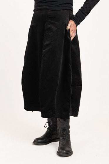 Black Stretch-Velvet Skirt