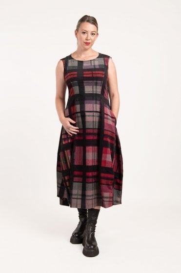 Check Multicolour Stretch-Velvet Dress