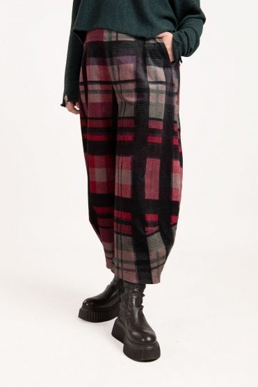 Check Multicolour Stretch-Velvet Trouser 