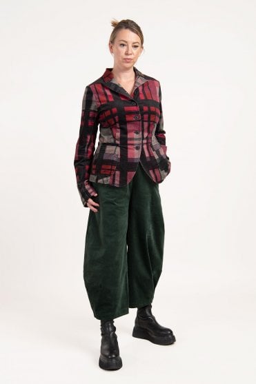 Check Multicolour Stretch-Velvet Jacket