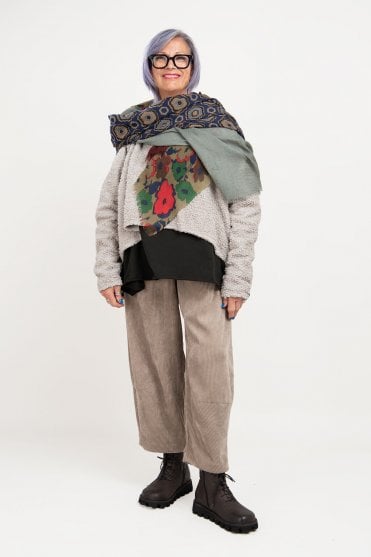 Geometric Floral Wool Scarf