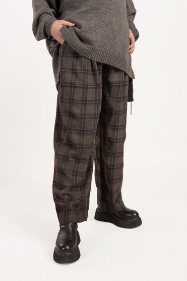 Truffle Old Dye Check Casso Trousers