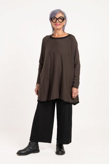 Brown Stripe Swing Tunic