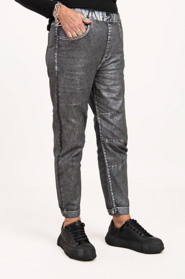 Silver Denim Stretch Trousers