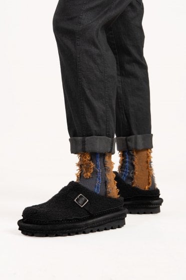 Black Shearling Mules 