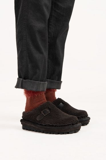 Brown Shearling Mules 