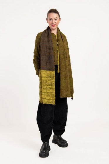 Merino Wool Olive Tris Scarf 