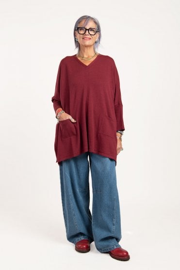 Bordeaux Knitted Oversized Pullover